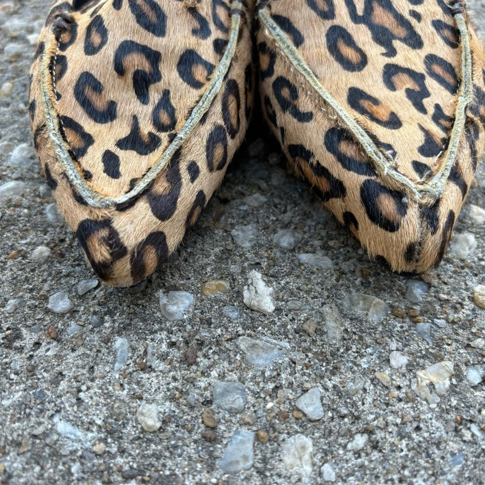 Jeffrey Campbell Leopard Calf Hair Loafer Flats Pointed Toe Slip-on 6 - Picture 2 of 9